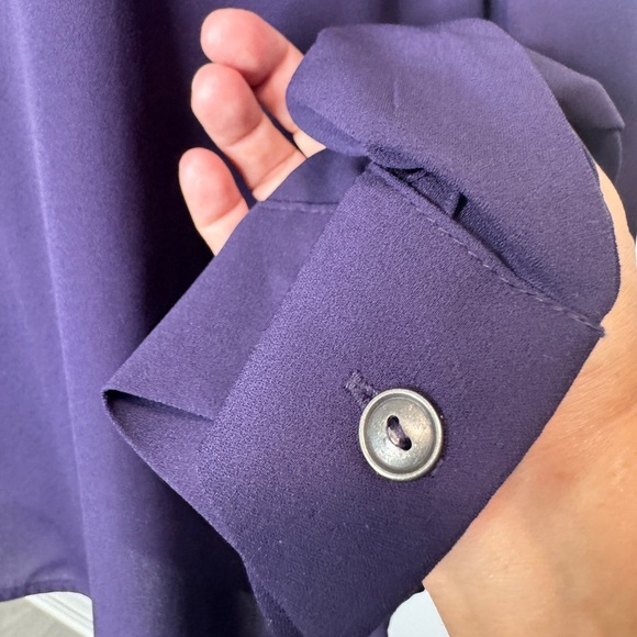 Simply Vera Vera Wang Roll Tab Sleeve Popover Blouse Plum - Picture 8 of 10